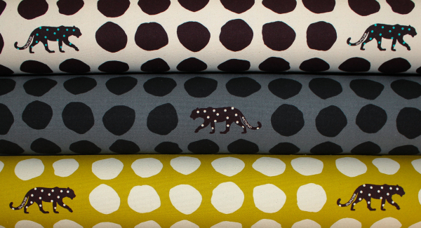 Kokka Echino Cotton Sailcloth Heavyweight Canvas Panther anthrazit/schwarz, dunkelbraun (10 cm)